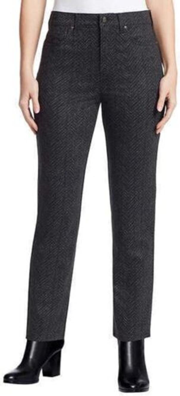 Gloria Vanderbilt Amanda Slim Black Gray Zig Zag Print Tapered Leg Pants Plus 14
